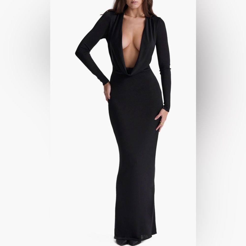 House of CB Black Plunge Maxi Dress
